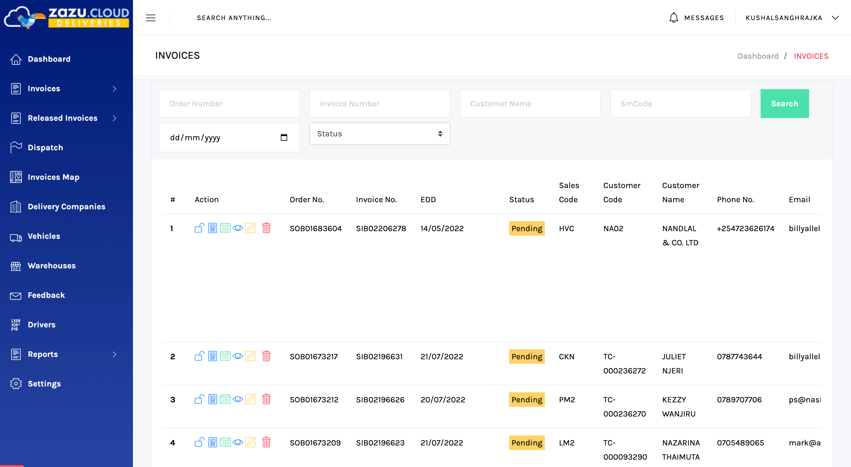 Payments — app.zazu.cloud/invoices